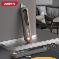 得力(deli)国民家居home系列伸缩美工刀安全刀T型刀片壁纸刀裁纸刀地毯刀[炫彩橙-自动回弹]1把 HT4008C