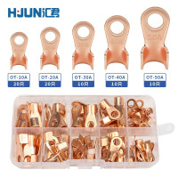 汇君(HUIJUN)紫铜开口鼻国标加厚铜鼻子铜线耳线鼻子铜接头铜接线端子接线鼻70只/盒套装