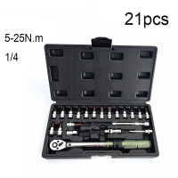 黄谷凉三扭力扳扳手套装扭力扳手 1/4''5-25N.m 草绿21件套拆火花塞套装
