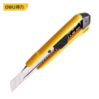 得力(deli) 1把装 塑柄带刀夹美工刀(内置两刀片)18mm SK4 壁纸刀工业用裁纸刀美缝墙纸刀片 DL018-3