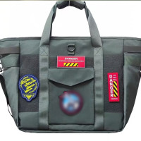 飞行员头盔包防水斜跨帆布单肩大容量平板航空手提包 大号不带魔术贴
