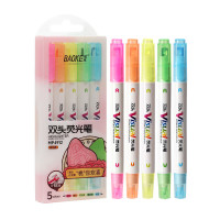 宝克(baoke) MP4912 水性记号笔财务手帐绘画笔北回归线 双头速干荧光系 可视窗荧光笔新款 一盒装 5支/盒
