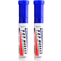 宝克(BAOKE)MK840-6 蓝色 2支装 POP唛克笔 海报广告画笔 彩色马克笔记号笔 6mm