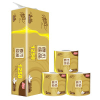 清风 原木金装有芯卷筒纸4层125克卫生用纸卷纸质感厕纸家用卷纸 10卷(单提装)