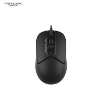 双飞燕(A4TECH)FM12有线鼠标USB接口商务办公台式笔记本通用对称造型男女通用人体工程学设轻便 黑色 无光