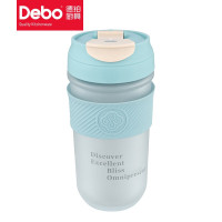 德铂(Debo) DEP-DS341 艾朵拉玻璃茶杯子男简约吸管水杯咖啡杯 蓝色(磨砂杯体)320ml 时尚