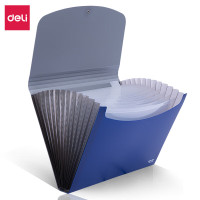 得力(deli)A4/13格飞盘扣式双色手提文件包/风琴包/试卷文件夹/资料夹文件保护 蓝色 5558