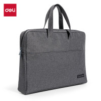 得力(deli)加宽立体办公手提袋/会议包/事务包/文件包/商务拉链袋电脑公文包 灰色 5590B