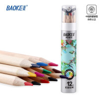 宝克(BAOKE)PO1612 10筒装 12色 原木油性三角杆彩铅彩色铅笔 填色彩笔绘画笔