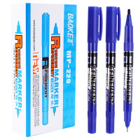 宝克(BAOKE) MP220 24支装 12支/盒*2 蓝色 小双头多用油性记号笔签字笔 会议笔勾线笔