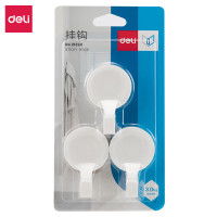 得力(deli)19360挂钩强力黏胶挂钩厨房浴室墙壁免钉门后挂衣钩 挂衣钩 圆形 3个装