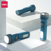 得力(deli)3663A蓝色LED双照明可充电式手电筒USB式充电便携式强光手电筒户外骑行钓鱼