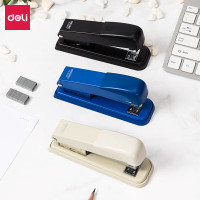 得力(deli)黑色 办公用品订书机加厚大号订书器钉书机学生用多功能订厚书装订机手动学生[金属款-订25页]0309