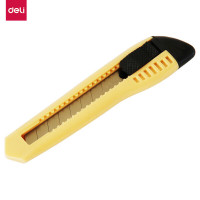 得力(deli)黄色 大号通用办公家具美工刀/裁纸刀 手动锁定 办公用品 2003