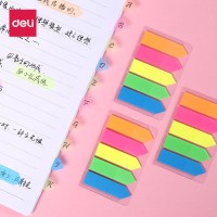 得力(deli)1包装 彩色荧光膜索引指示标签文件分类粘贴便利贴纸创意便签纸 [43*12mm]共100张 9064