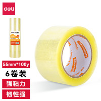 得力 至冠胶带 JD656 快递打包办公 封箱胶带55mm*100y*45μm(透明黄)(6卷/筒)