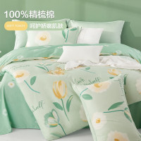 博洋家纺 四件套纯棉100%棉被套ins风全棉套件床单双人加大被罩 100%精梳棉花季物语 1.5米床被套200x230