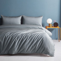 博洋家纺 60支抑菌新疆棉花贡缎纯色套件长绒棉全棉四件套纯床单被套床品沪菲尼(太空灰) 1.5米床(200*230cm)