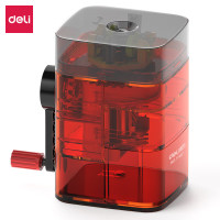 得力(deli) 透明红 自动进笔卷笔刀 竖式进笔削笔器开学新年礼物 自动排断芯学生转笔刀 71162