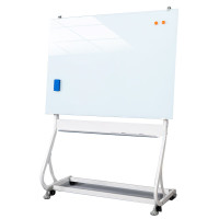 君绘 教学办公培训投影会议白板墙贴小黑板挂式记事板告示 S型支架+淡绿玻璃白板(升级圆角) 120*200cm