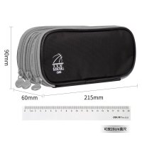 得力(deli)笔袋 66667 灰色 三拉链大容量文具盒铅笔盒轻盈防水笔袋