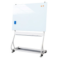 君绘 教学办公培训投影会议白板墙贴小黑板挂式记事板告示 S型支架+淡绿玻璃白板(升级圆角) 120*200cm