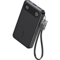 ANKER 自带线充电宝22.5w快充10000毫安大容量移动电源挂绳数据线轻薄小巧可上飞机 A1257