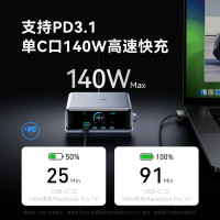 安克(anker)桌面充pro250W屏显桌面充电站Prime 氮化镓type-c快充适 A2345
