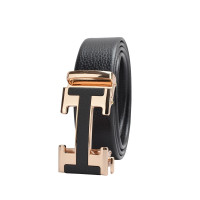 PLOVER 皮带金色 GD09AK38 情人节皮带男士裤腰带金色银色工字扣头
