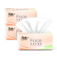 洁柔粉Face抽纸 可湿水面巾纸餐巾纸3层120抽*3包