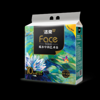 洁柔抽纸 艺术油画Face加厚提可湿水面巾纸4层80抽*10包 面巾纸 柔软亲肤 大气典雅