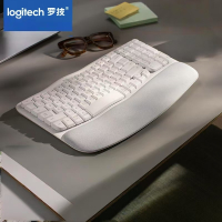 罗技(Logitech)Wave Keys 白色波浪键盘 人体工学键盘 办公 无线键盘 蓝牙键盘 配备软垫掌托