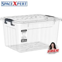 SPACEXPERT 3个装 80L透明不带轮衣物收纳箱塑料整理箱文件整理箱文具收纳箱 多功能收纳箱