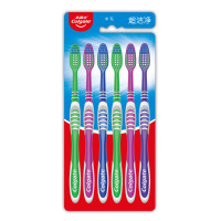 高露洁牙刷 中硬毛成人手动情侣家庭装男士女士深洁齿缝 超洁净牙刷 6支