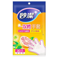 妙洁(MIAOJIE) 妙洁一次性手套PE食品级透明塑料手套加厚餐饮用吃龙虾薄膜手套 30只装