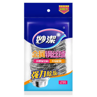 妙洁(MIAOJIE)C型金属钢不锈钢粗钢丝球厨房用品清洁球洗碗刷锅家用洗碗清洁 金属钢丝球3袋(2只装)