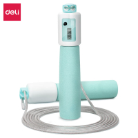 得力(deli)安格耐特F4149跳绳小学生中考专用考试比赛训练绳海绵柄钢丝绳计数可调节