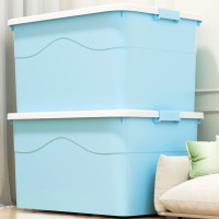 SPACEXPERT 55L衣物收纳箱塑料整理箱文件整理箱 文具收纳箱 多功能收纳箱 篮色 带轮/1个