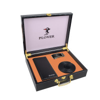 PLOVER香港啄木鸟高端钱包皮带套装 GD820012-2GA 黑色高端木质皮盒