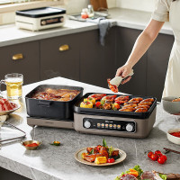 小熊(bear) 折叠电烧烤炉 分区独立控温 2100W 电烤炉火锅多功能一体锅 可拆洗[DKL-E21W3]