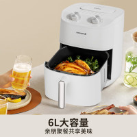 九阳(Joyoung)空气炸锅家用定时控温多用途锅不粘内胆易清洗薯条机电烤锅大容量 KL60-V169 [杏仁白] 6L