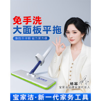 宝家洁 2025新款平板拖把免手洗家用一拖净拖布干湿两用 大面板挤水平拖+2片布