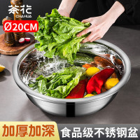 茶花(CHAHUA)甄享不锈钢盆和面盆家用打蛋盆厨房料理盆揉面盆油盆调料盆20厘米036001