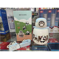 富光 FUGUANG航天内胆保温杯大容量吸管弹盖刻字 熊猫蓝不锈钢内胆吸管+背520ml