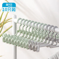茶花(CHAHUA)衣架裤架 塑料裤夹衣架挂裤子挂架裙夹裤挂衣柜收纳 10支装0702*2