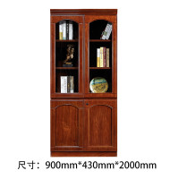 福邦办公室文件柜中式老板木质油漆书柜落地档案资料柜 2门玻璃门