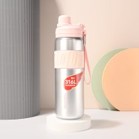 富光 酷尔休闲保温杯大容量316L高颜值男女水杯学生运动便携水杯子600ml FGZ2427-600 粉色