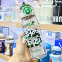 富光夏季塑料水杯酷吨水壶熊猫系儿童双饮健康水杯可爱卡通运动杯 650ml FGAA001-650 啓辰熊猫款