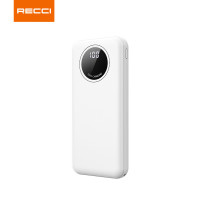 锐思RECCI 3C认证可上飞机移动电源自带线Lightning+Type- USB口充电宝 RP01白色10000毫安
