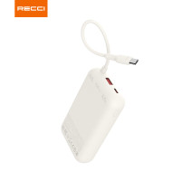 锐思RECCI[3C认证][可上飞机]充电宝10000毫安自带线AC插头30W快充适用华为苹果 RPB-P19米色